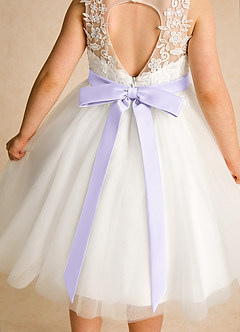 Azazie Lettie Jurken voor bloemenmeisjes Baljurk Jurk van Kant Ivoor Lila image5