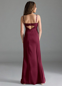 Azazie Leonis Junior Mulberry A-Line Pleated Stretch Satin Dress image2