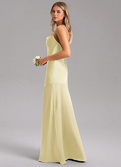 Azazie Grata Bridesmaid Dresses Lemon Sorbet Mermaid Side Slit Stretch Satin Dress image5