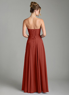 Azazie Gabriela Bridesmaid Dresses Terracotta A-Line Corset Chiffon Dress image8