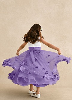 Azazie Vi Flower Girl Dresses Tahiti A-Line Sleeveless Tulle Dress image3