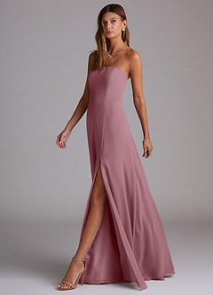 Azazie Wren Bridesmaid Dresses Vintage Mauve A-Line Side Slit Chiffon Convertible Dress image4