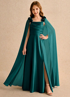 Azazie Rosita Girls Formal Flower Girl Klänningar Klänning A-Line i Stretch Satin Plisserad image1