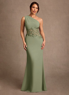 Azazie Kathie Mother of the Bride Dresses Pistachio Mermaid Lace Chiffon Dress image1