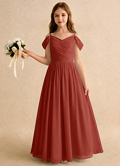 Azazie Chelo Girls Formal Flower Girl Klänningar Klä A-Linje i Chiffong Plisserad image3