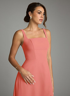 Azazie Debra Bridesmaid Dresses Salmon Pink A-Line with Pockets Chiffon Convertible Dress image3