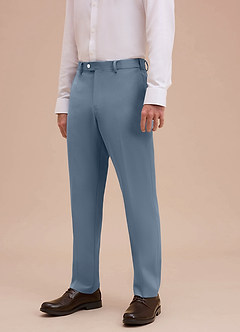 front Ethan Dusty Blue Refined Weave Dress Pants