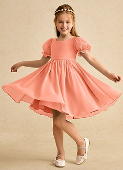 Azazie Jolie Blumenmädchenkleider A-Linie mit ärmel Chiffon Kleid Sonnenuntergang image3