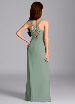 Azazie Mero Junior Silver Sage Mermaid Pleated Chiffon Dress image2