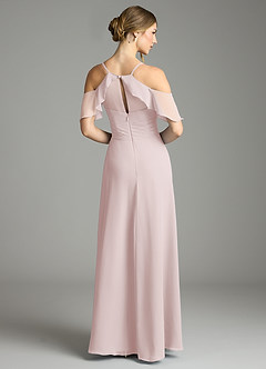 Azazie Dakota Vestidos de damas de honor Vestido de Rosa Rubor de Gasa de Corte en A con Cuello en V plisado image2