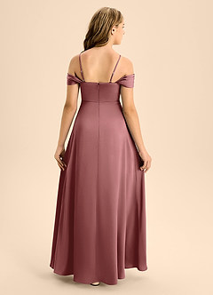 Azazie Anselie Junior Vestido de Amatista de Satén Elástico de Corte En A con Vestidos sin tirantes image2