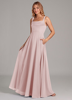 Azazie Shaude Bridesmaid Dresses Blushing Pink A-Line Pleated Chiffon Dress image4