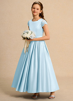 Azazie Bunny Junior Formal vestidos de niña de las flores Vestido de Azul Cielo de Encaje de Princesa image6