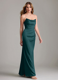 Azazie Lucille Bridesmaid Dresses Pine Mermaid Strapless Stretch Satin Convertible Dress image4