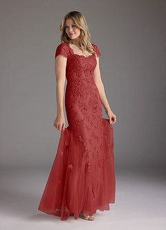 Azazie Marbella Mother of the Bride Dresses Rust Mermaid Queen Anne Sequins Lace Dress image2