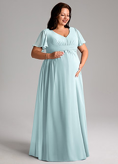 Azazie Verna Maternity Bridesmaid Dresses A-Line V-Neck Ruched Chiffon Floor-Length Dress image10