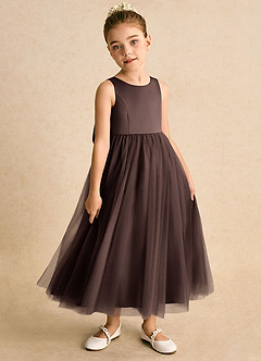 Azazie Solia Robe Demoiselle D'honneur Fillette Robe Princesse en Tulle Arc Ganache image4
