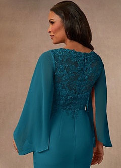 Azazie Perry Brudens mor kjoler Havfrue V-hals blonde Chiffon Gulv-længde Kjole image4
