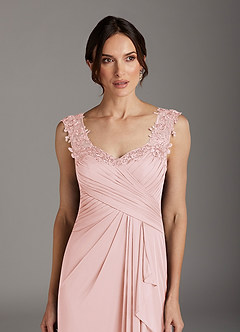 Azazie Edelin Abiti per la Madre della Sposa Abito A-Line in Maglia Scollo a Cuore Plissettato Rosa Rossore image6