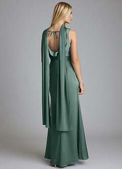 Azazie Tallie Bridesmaid Dresses Eucalyptus Mermaid Pleated Stretch Satin Dress image4