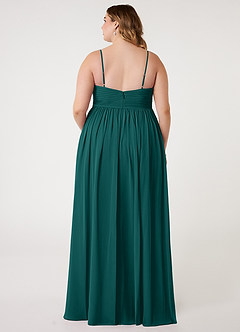 Azazie Alia Brautjungfernkleider A-Linie Plissee Chiffon Kleid Pfau image7