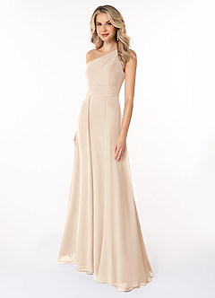 Azazie Dallas Bridesmaid Dresses White Alabaster A-Line One Shoulder Chiffon Dress image1