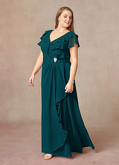 Azazie Snapdragon Abiti per la Madre della Sposa Abito A-Line in Chiffon Increspato con Scollo a V Pino image8
