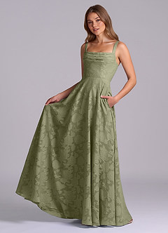 Azazie Shaude Bridesmaid Dresses Pistachio A-Line Pleated Floral Burnout Dress image5