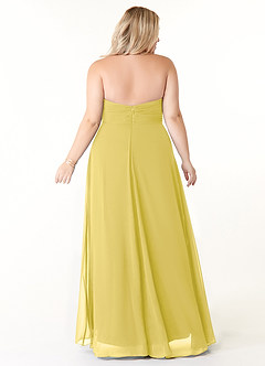 Azazie Tessie 신부 들러리 드레스 A라인 주름진 쉬폰 바닥 길이 드레스 image7