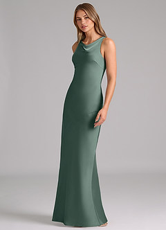 Azazie Allettie Bridesmaid Dresses Sea Moss Mermaid Stretch Satin Dress image4