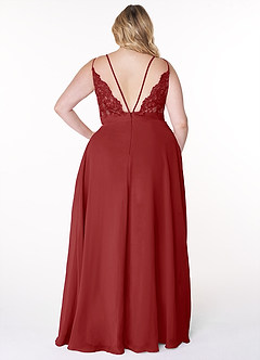 Azazie Lennon Bridesmaid Dresses Rust A-Line Lace Chiffon Dress image8
