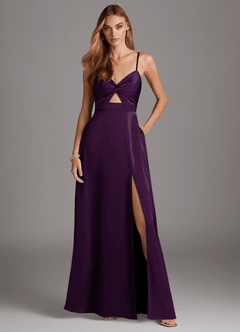 Azazie Jenna Robes de demoiselle d'honneur Robe Trapèze en Satin extensible Plissée Grain De Raisin image2