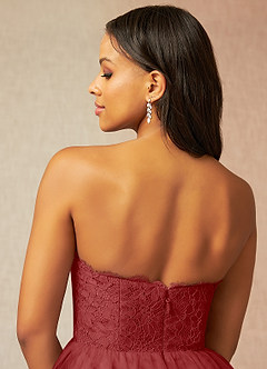Azazie Roni Bridesmaid Dresses Rust A-Line Sweetheart Neckline Tulle Convertible Dress image4