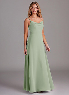 Azazie Daenerys Bridesmaid Dresses Dusty Sage A-Line Cowl Chiffon Dress image5