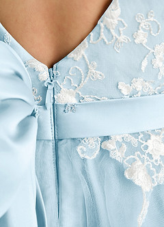 Azazie Butterfly Flower Girl Dresses Sky Blue A-Line Lace Dress image5
