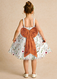 Azazie Peppa Robe Demoiselle D'honneur Fillette Robe Trapèze en Tulle Encolure en Forme de Cœur Ivoire Cannelle image2