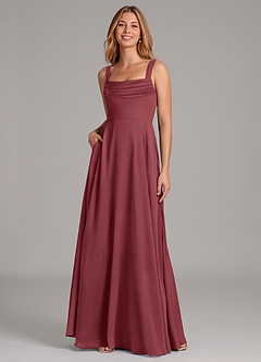 Azazie Shaude Bridesmaid Dresses Merlot A-Line Pleated Chiffon Dress image3