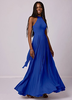 Barbie ♥ Azazie Bridesmaid Dresses Royal Blue A-Line Pleated Chiffon Dress image5