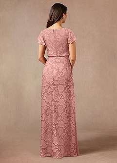 Azazie Lehi vestidos de madre de la novia Vestido de Rosetón de Devorado Floral de Corte En A con Cuello de barco image2