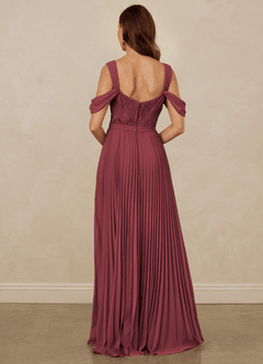 Christian Siriano Bridal for Azazie 1013 Bridesmaid Dresses Merlot A-Line Off the Shoulder Chiffon Dress image3