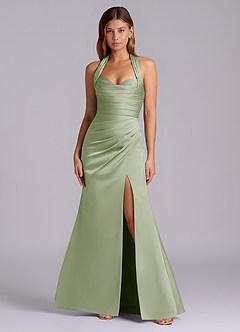 Azazie Destiny Bridesmaid Dresses Dusty Sage Mermaid Sweetheart Neckline Stretch Satin Dress image4