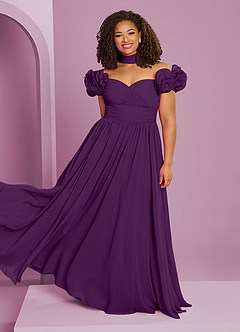 Barbie ♥ Azazie Jurken voor bruidsmeisjes Converteerbaar Jurk van Chiffon met A-Lijn Off the Shoulder Druif image10