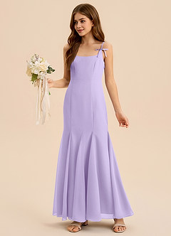 Azazie Evey Junior Vestido de Lila de Gasa de Corte Sirena con Plisado image4