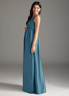 Azazie Yetta Maternity Bridesmaid Dresses A-Line Pleated Stretch Satin Floor-Length Dress image4