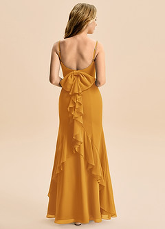 Azazie Lioren Junior Havfrue Sløjfe Chiffon Gulv-længde Junior brudepige Kjole image3