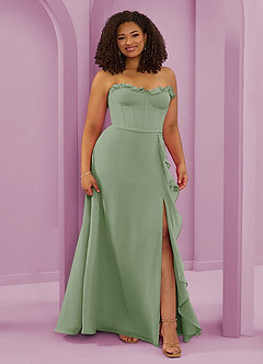 Barbie ♥ Azazie Bridesmaid Dresses Dusty Sage A-Line Sweetheart Neckline Chiffon Dress image10
