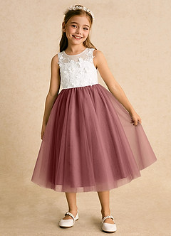 Azazie Lina Flower Girl Dresses Ivory Amethyst Ball-Gown Lace Dress image2