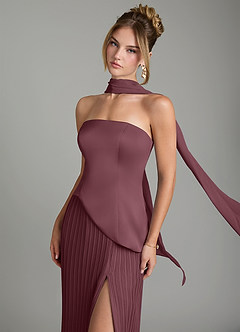 Azazie Tierney Bridesmaid Dresses Sangria A-Line Strapless Chiffon Convertible Dress image7