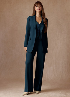 front Rowan Dark Navy Refined Weave Performance 2-Piece Suit