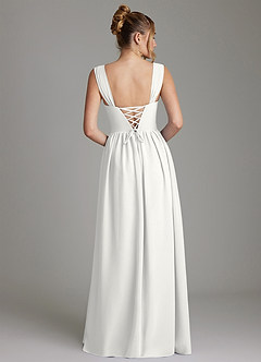 Azazie Caterina Bridesmaid Dresses White A-Line Corset Chiffon Dress image6